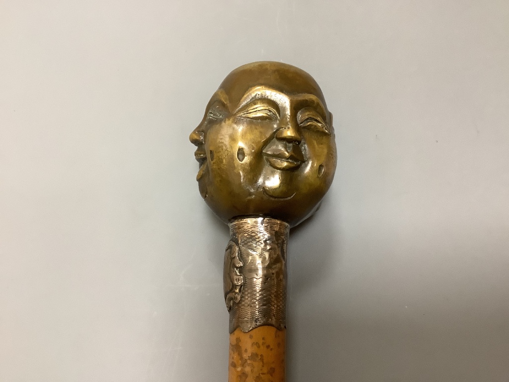 A Noh mask cane, length 84cm